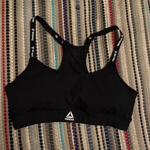 Reebok Black Racerback Sports Bra with Logo Straps